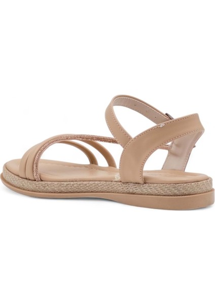 Yan Atkılı Taşlı Kadın Sandalet Vizon fırsatları