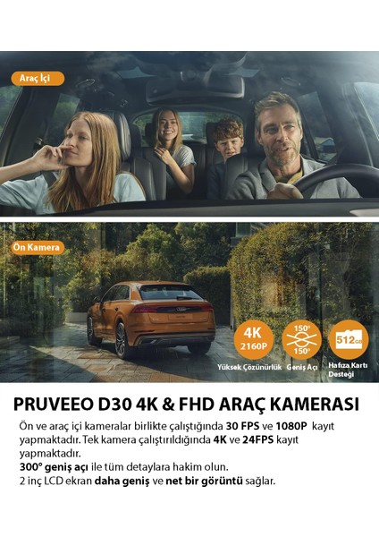 D30 Wi-Fi 4K Araç Kamerası