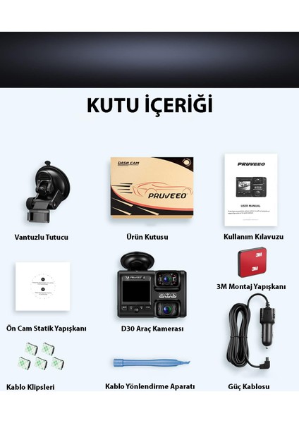 D30 Wi-Fi 4K Araç Kamerası