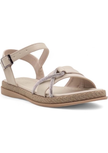 Taşlı Kadın Sandalet Krem modelleri