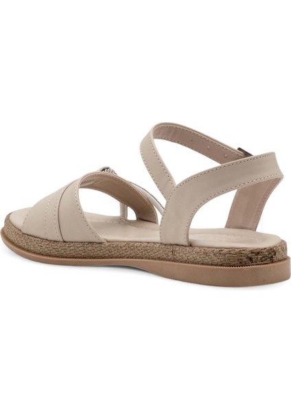 Taşlı Kadın Sandalet Krem fırsatları