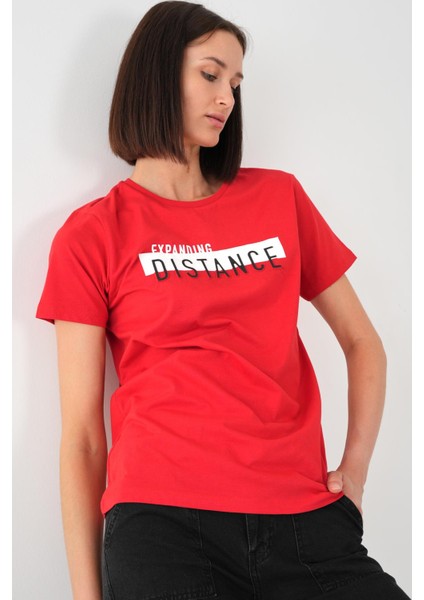 Alexandergardı Baskılı T-Shirt, Kırmızı (E21-UN)