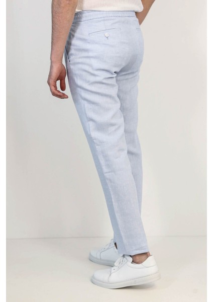 Keten Jogger Ipli Lastlikli Pant. A.mavi