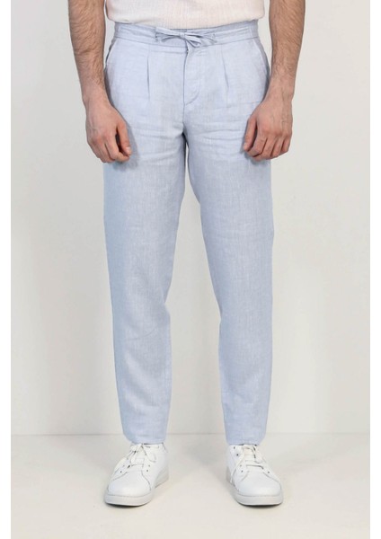 Keten Jogger Ipli Lastlikli Pant. A.mavi