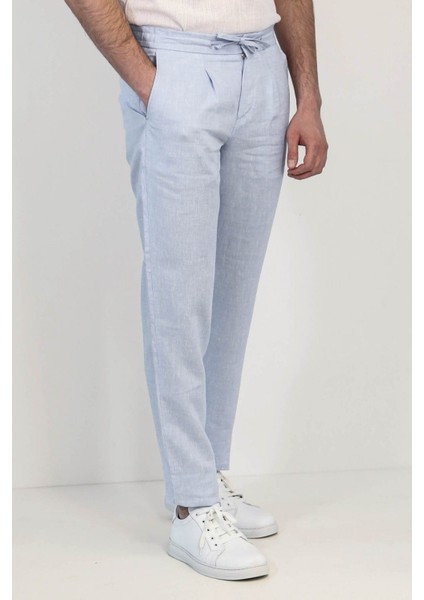 Keten Jogger Ipli Lastlikli Pant. A.mavi