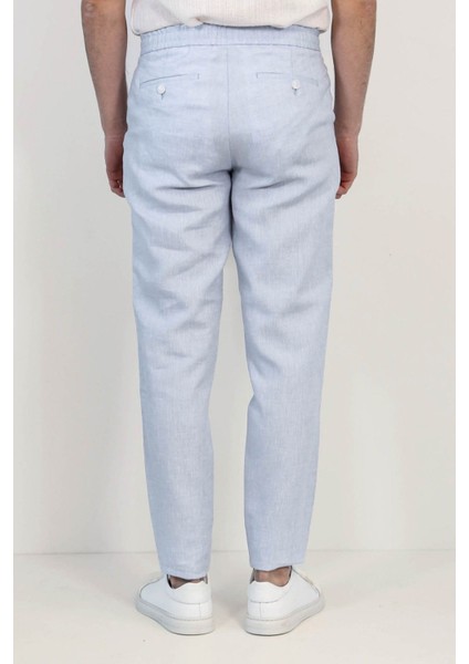 Keten Jogger Ipli Lastlikli Pant. A.mavi