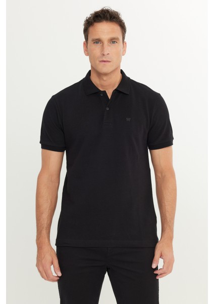 %100 Pamuk Regular Fit Normal Kesim Siyah Polo Yaka Tişört fiyatları