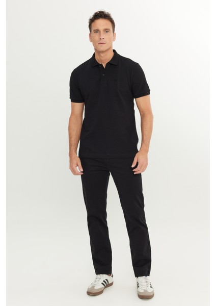 %100 Pamuk Regular Fit Normal Kesim Siyah Polo Yaka Tişört modelleri