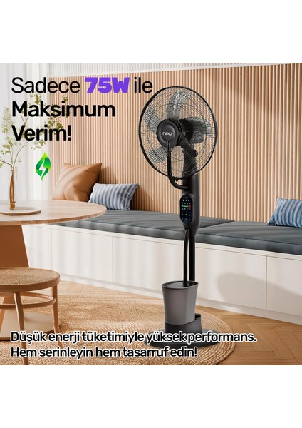 N01 Buz Eklenebilir Ultrasonik Buharlı Zaman Ayarlı 3 Kademli Sessiz 75W Akıllı Vantilatör