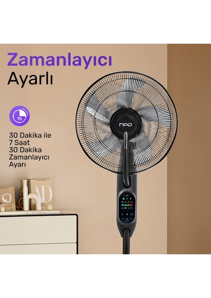 N01 Buz Eklenebilir Ultrasonik Buharlı Zaman Ayarlı 3 Kademli Sessiz 75W Akıllı Vantilatör
