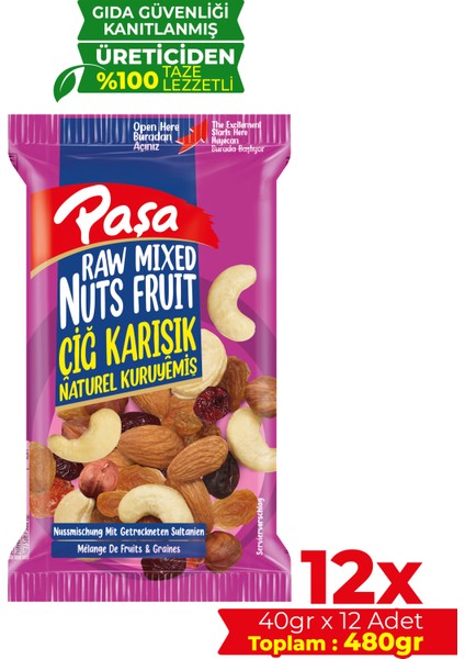 Çiğ Karışık Naturel Kuruyemiş 40 gr x 12 Adet