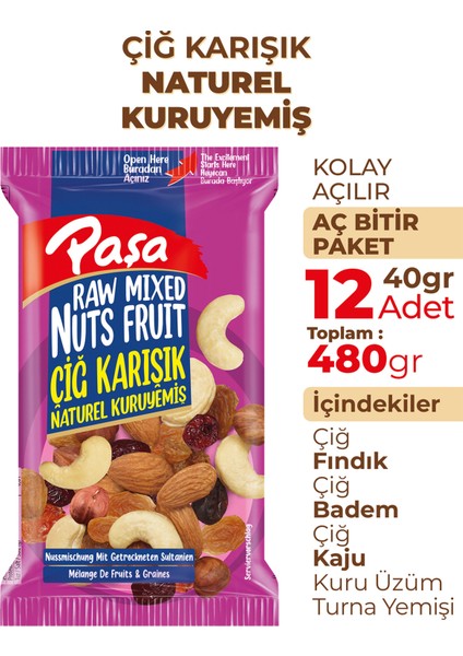 Çiğ Karışık Naturel Kuruyemiş 40 gr x 12 Adet