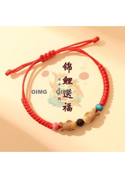 Yeni Iyi Şans Bileziği Erkek ve Kadın Ilham Verici Nimet Hediye El Dokuması Kırmızı Ip (Yurt Dışından)