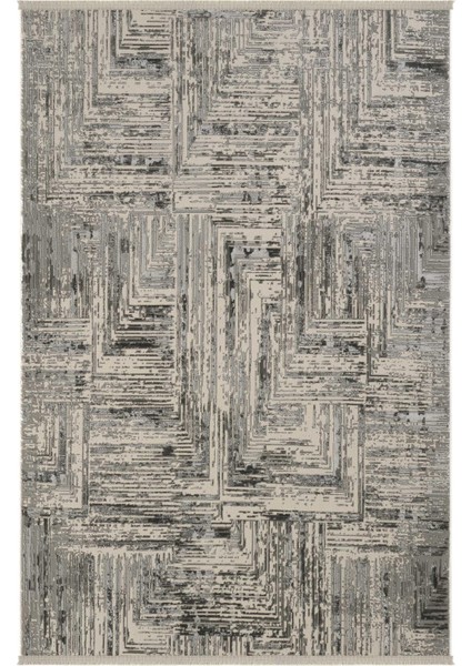 Venedik Krem Gri Halı Soyut Geometrik Desenli Makine Dokuması Modern Oturma Odası Salon Halısı