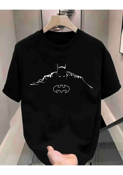 Batman Siyah Beyaz Baskılı Özel Tasarım Oversize Tshirt