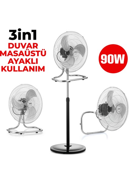 Ms-18 Asil Ayaklı Sanayi Tip Vantilatör 90W 18INCH 3 Kademeli