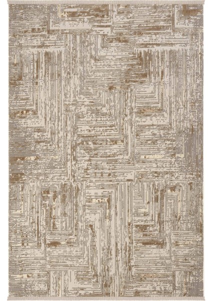 Venedik Krem Vizon Halı Soyut Geometrik Desenli Makine Dokuması Modern Oturma Odası Salon Halısı