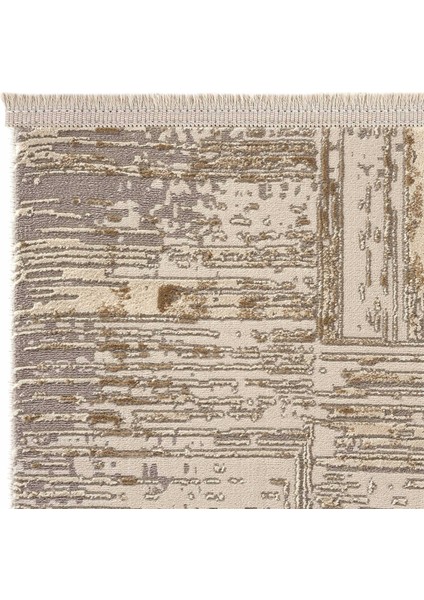 Venedik Krem Vizon Halı Soyut Geometrik Desenli Makine Dokuması Modern Oturma Odası Salon Halısı