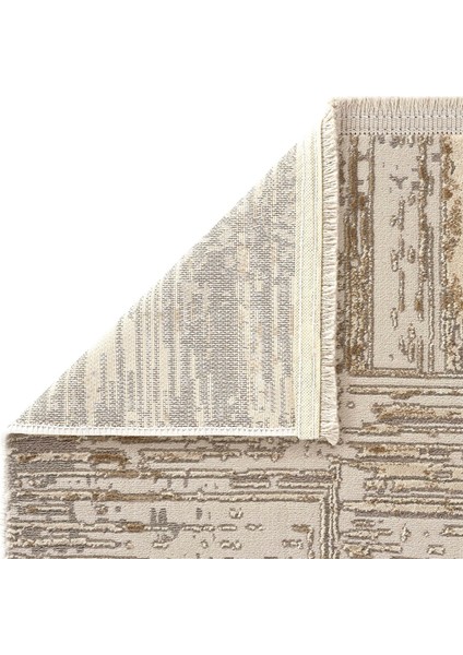 Venedik Krem Vizon Halı Soyut Geometrik Desenli Makine Dokuması Modern Oturma Odası Salon Halısı