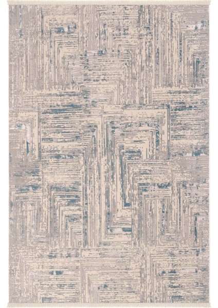 Venedik Mavi Gri Halı Soyut Geometrik Desenli Makine Dokuması Modern Oturma Odası Salon Halısı