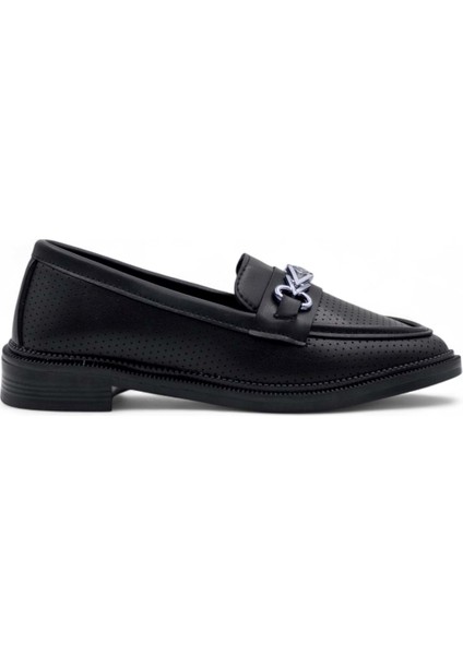 Tokalı Günlük Kadın Loafer Ayakkabı Siyah