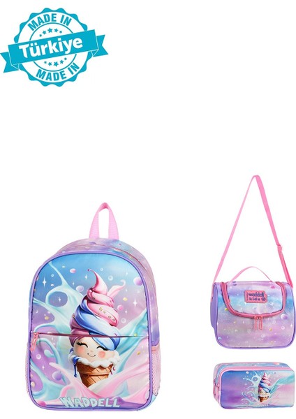 Dondurma Temalı Okul Öncesi Sırt Çantası,termal Beslenme Çantası ve Kalemlik,anaokul 3 Lü Set