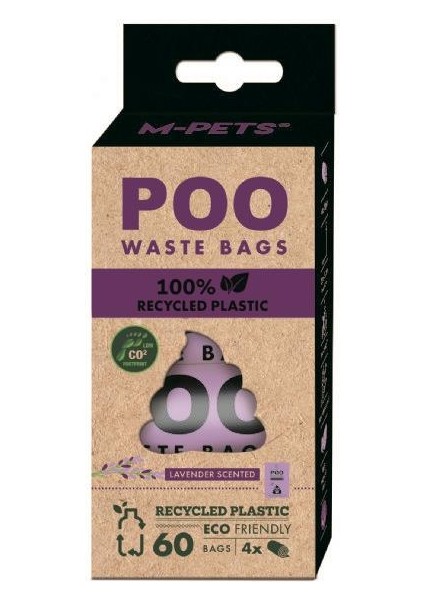 Poo %100 Recycled Dışkı Poşeti Lavanta Kokulu 4X15 Yaprak