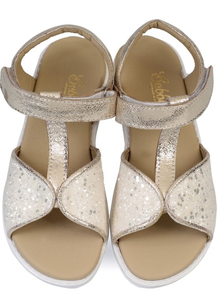 Talia-Gold Pullu Hakiki Der Kız Çocuk Sandalet fiyatları