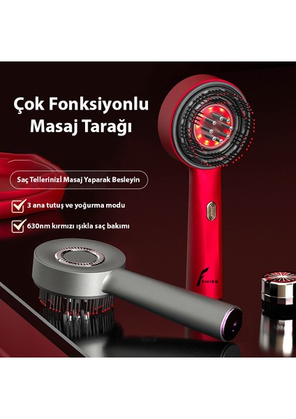 Hairglow Şarjlı Saç Bakım ve Masaj Tarağı - Bakım Yağı Hazneli