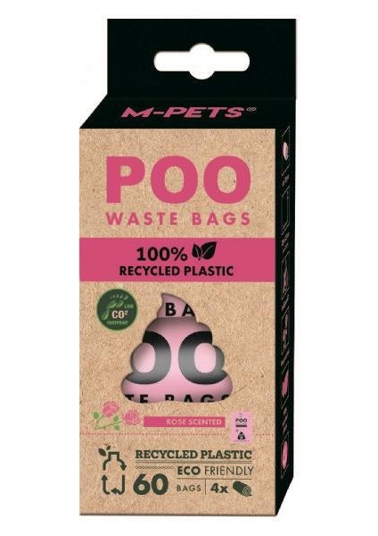 Poo %100 Recycled Dışkı Poşeti Gül Kokulu 4X15 Yaprak