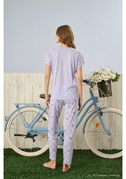 Yuvarlak Yaka Kısa Kol Pijama Takımı - 7310-16 modelleri