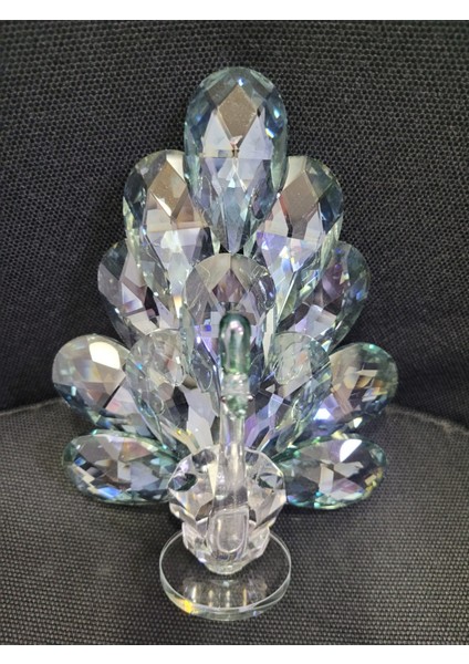 Orta Boy Tavus Kuşu Yeşil Renk Cam Biblo Dekoratif Ev Dekorasyon 1 Adet