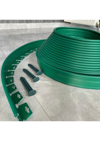 Üreticiden Yeşil Çim Ayırıcı - Peyzaj Sınırlayıcı - Toprak Taş Ayıracı -25 Metre Çim Şekillendirici 40 Adet Sabitleme Kazığı ile Birlikte