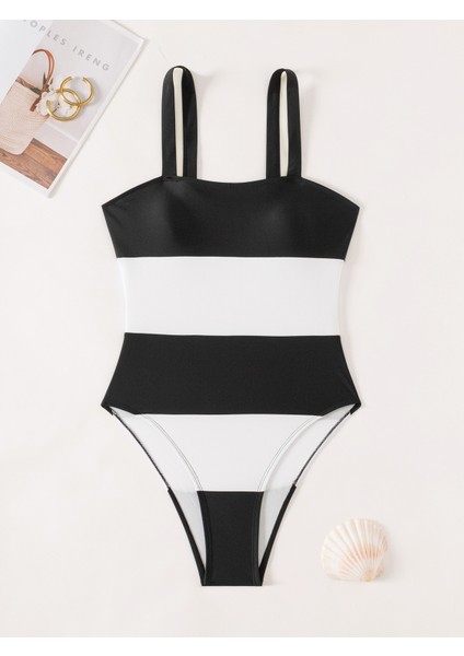 Askı Tek Parça Mayo Kadın Renk Çizgili Dikiş Tek Parça Sıcak Kız Mayo Yüksek Bel Ince Yürüme Önleyici Plaj Seti (Yurt Dışından) modelleri