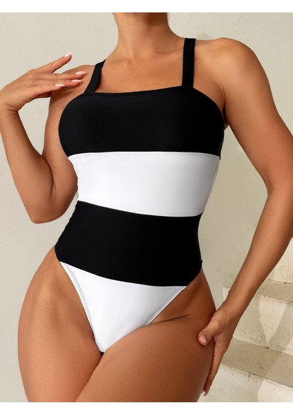 Askı Tek Parça Mayo Kadın Renk Çizgili Dikiş Tek Parça Sıcak Kız Mayo Yüksek Bel Ince Yürüme Önleyici Plaj Seti (Yurt Dışından) indirimleri