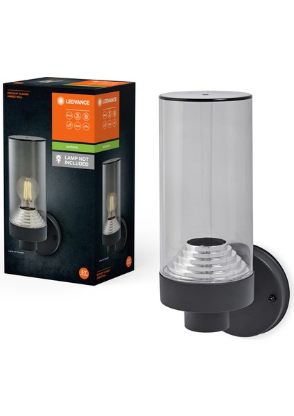 Endura Classic Amber Wall E27 Duy Dark Gray IP44 Alüminyum Mlz. Dış Mekan Aplik