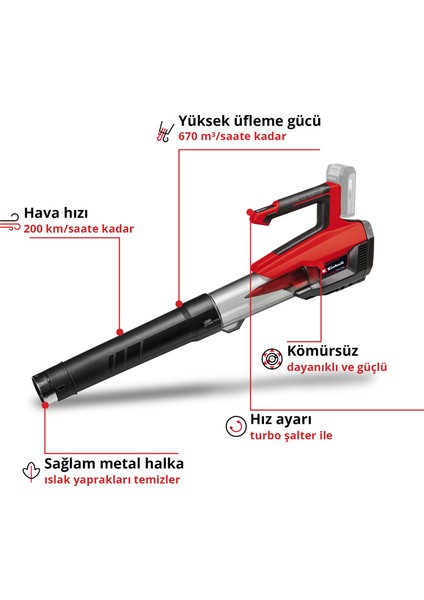 Akülü Yaprak Üfleme GP-LB 18/200 Li E-Solo Power X-Change (Li-Ion, 18V, Kömürsüz Motor, Devir Ayarı) - 3433555 modelleri