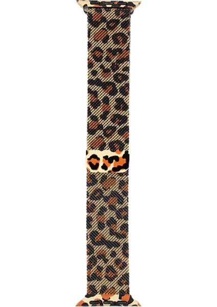 Watch 9 8 7 6 Se 5 4 3 2 1 - 42/ 44 / 45 / 49 mm Uyumlu Leopar Desenli Kordon Metal Örgü Kordon fiyatları