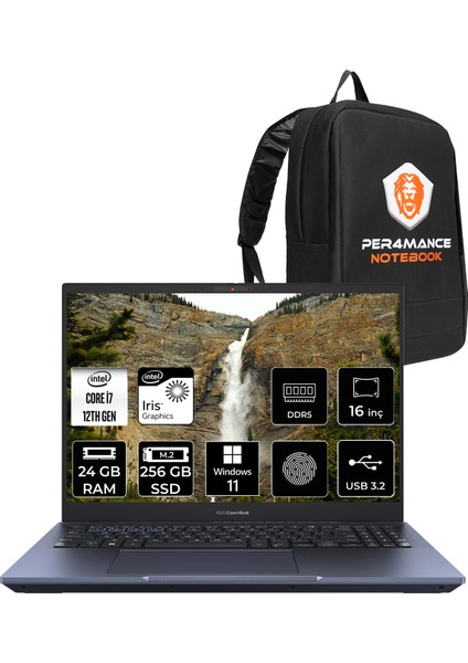 ExpertBook B5 Intel Core i7 1260P 24GB 256GB SSD 16" 4K OLED W11P Taşınabilir Bilgisayar & PER4 Çanta B5602CBAI71260DSP351