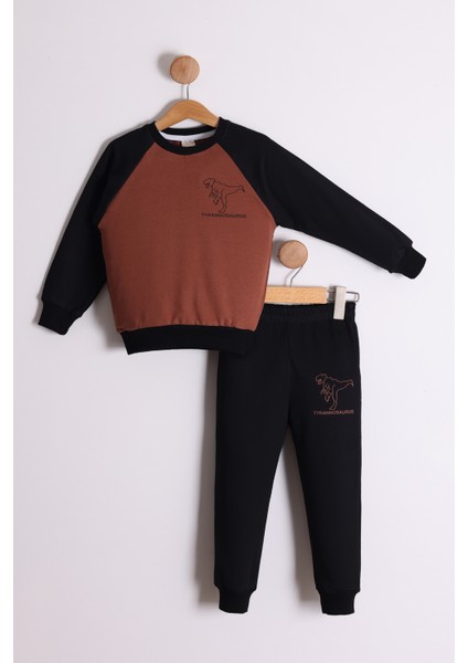 Erkek Çocuk Reglan Kol Dinozor Baskılı Eşofman takımı