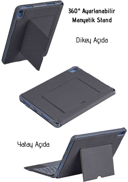 iPad 10. Nesil Uyumlu Fuchsia Katanya 360° Manyetik Standlı Ledli Touchpadli Klavyeli Tablet Kılıfı modelleri