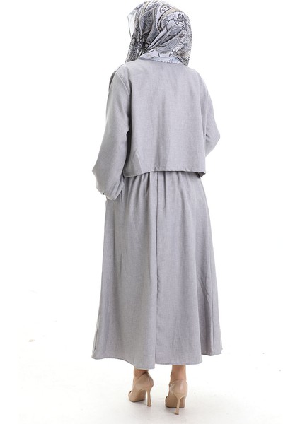 Bağcık Detaylı Bluz Etek Ikili Takım 2066-02 Gri indirimleri