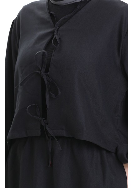 Bağcık Detaylı Bluz Etek Ikili Takım 2066-01 Siyah indirimleri