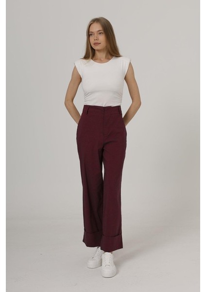 Duble Paça Pantolon - Bordo