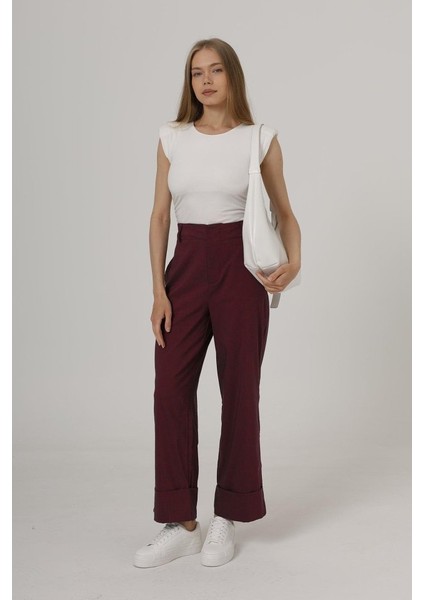 Duble Paça Pantolon - Bordo