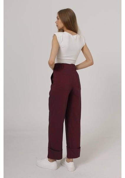 Duble Paça Pantolon - Bordo