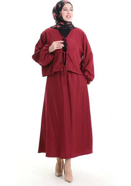 Bağcık Detaylı Bluz Etek Ikili Takım 2066-04 Bordo fiyatları