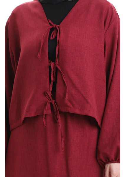 Bağcık Detaylı Bluz Etek Ikili Takım 2066-04 Bordo fırsatları