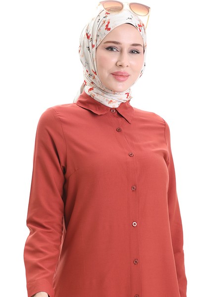 Düğmeli Viskon Tunik 6116-04 Koyu Soğan Kabuğu fırsatları