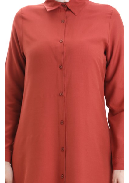 Düğmeli Viskon Tunik 6116-04 Koyu Soğan Kabuğu indirimleri